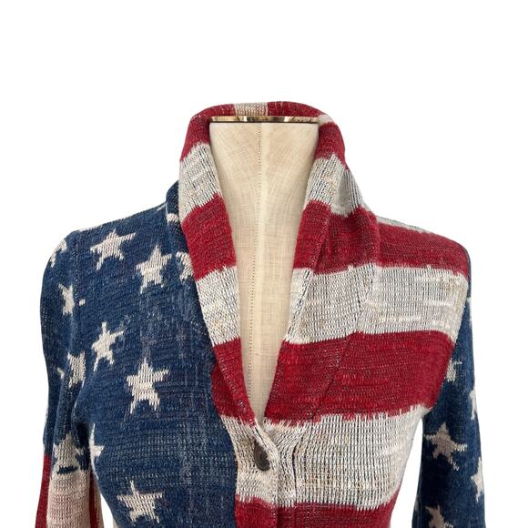 Denim & Supply Ralph Lauren American Flag-Print Shawl Cardigan Sweater Size XS - Picture 4 of 12